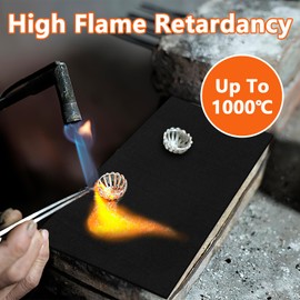 Fireproof Mat, 50 x 50 cm Heat Resistant Heat Protection Mat, 5 mm Thick Carbon Felt Fire Protection Mat with Storage Bag, Fireproof Mat for BBQ Grills, Camping, Welding, Fireplace, Lawn