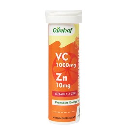 Careleaf Vitamin C 1000mg with 10mg Zinc Effervescent Tablets – Immune Support & Wellness Supplement, Powerful Antioxidant Formula, 10 Tablets