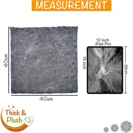 Towelogy Multipurpose Microfibre Car Cleaning Cloths Edgeless for Auto Finishing Detailing Polishing Washing and Drying 40x40cm (Grey, 2)