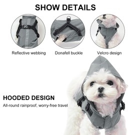 PETCUTE Dog Raincoat, Rain Jacket with Harness, Windproof, Waterproof Dog Coat with Reflective Stripes, Adjustable Dog Rain Jacket with Hood for Small, Medium and Large Dogs