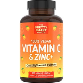 Powerful Vitamin C and Zinc Tablets - Vitamin C 1000mg with Zinc - 6 Month's Supply - Boosted with Citrus Bioflavonoids & Bamboo - For The Maintenance of a Normal Immune System - 180 Tablets - UK Made