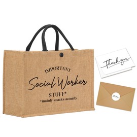 FBCCZEY Social Worker Gifts Social Worker Tote Bag with Thank You Card Christmas New Year Birthday Gifts for Women Thank You Appreciation Retirement Gifts Office Work Gifts Tote Bag for Social Worker