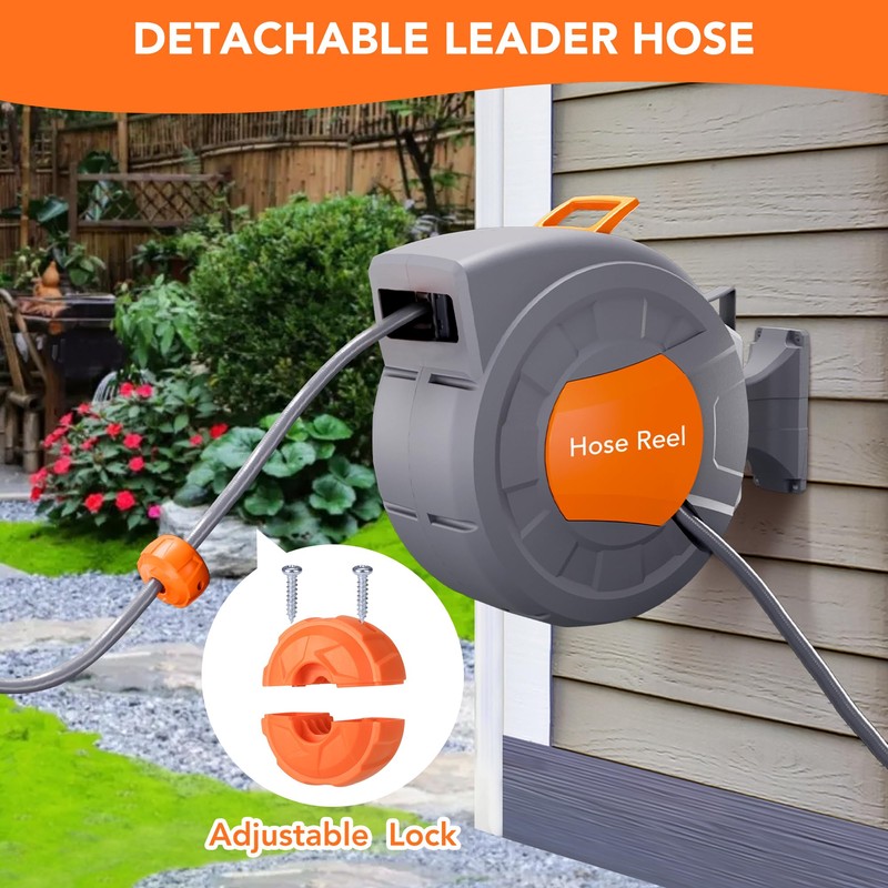 IDEALHOUSE Garden Hose Reel, 1/2 in x 72 ft Wall