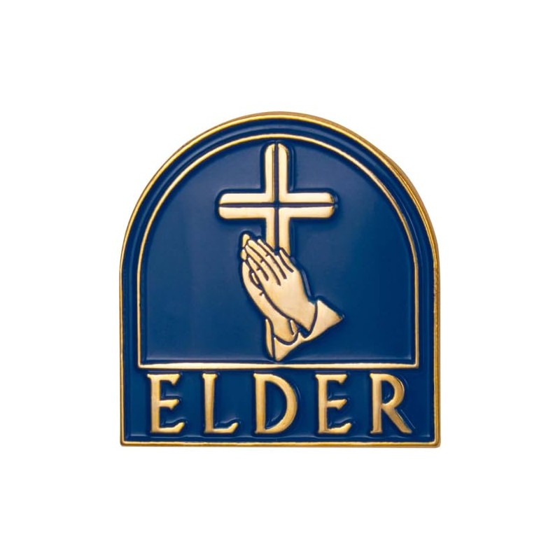 Church Elder Magnetic Back Lapel Pin with Cross Praying Hands