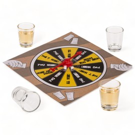 MIJOMA 's Party Takeaway Game - Drinking Game Shot Spinner with 4 Shooter Glasses - Rotate, Drink, Escalier - Compact for on the Go