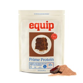 Equip Foods Prime Protein Powder | Clean, Grass Fed Beef Protein Powder for Women & Men | Beef Protein Isolate | Paleo, Keto Friendly | Gluten & Dairy Free | 30 Servings, Chocolate (Low Sugar)