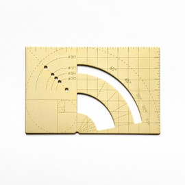 Golden Ruler Designer Brass Wallet Fibonacci Sequence/Series Ratio Multi Tool Essential Metal Card 3.25"x2" (Gold)