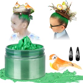 Temporary Hair Color Wax Kit, Stocking Stuffers for Teen Girls age 4 5 6 7 8 9 10+ Hair Dye Color Wax Washable Crazy Hair Garden Forest Style with Magnetic Orange Bird (Green)