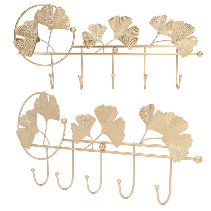 Wall Coat Rack Ginkgo Leaf Design Simple Elegant Style Wide