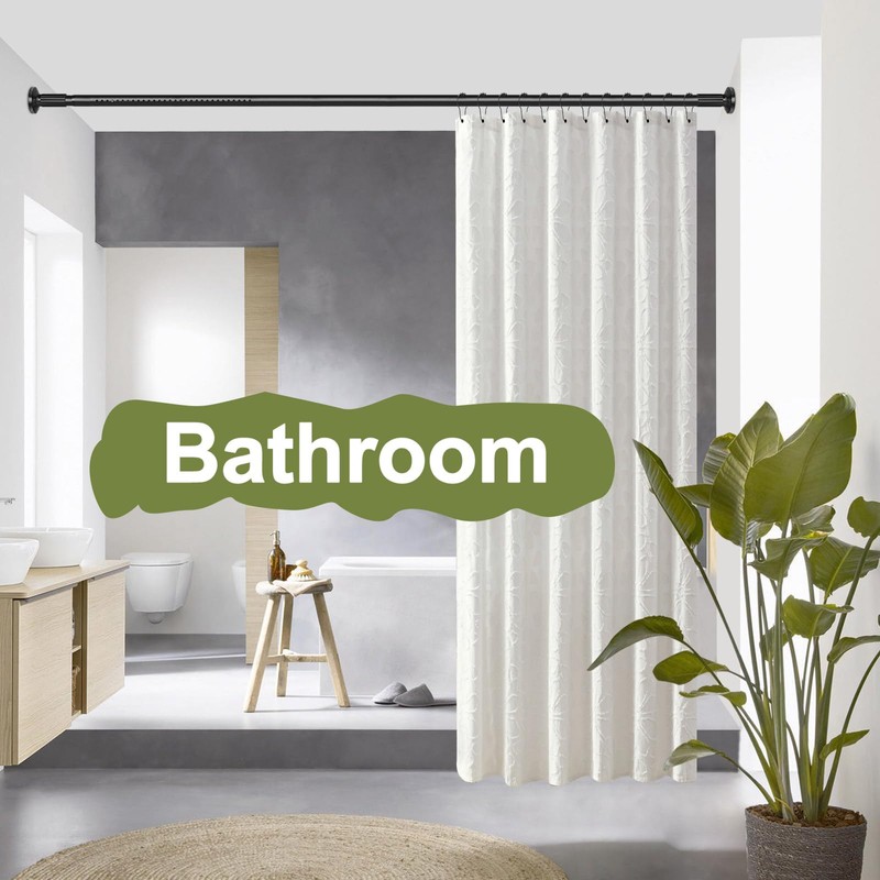 Tension Shower Curtain Rod 51-86In(4.25-7.16Ft), Tension Shower Rod No Drilling
