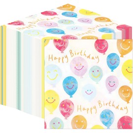 Table Kind Paper Personal Care "Happy Birthday" high-quality, smiley face, balloon personal care products for parties, catering, eco-friendly, disposable personal care products, compostable, sustainable, recyclable.