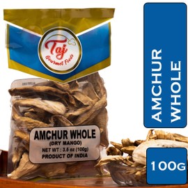 TAJ Premium Indian Amchur Whole Slices, Dried Mango, 3.5 Ounce