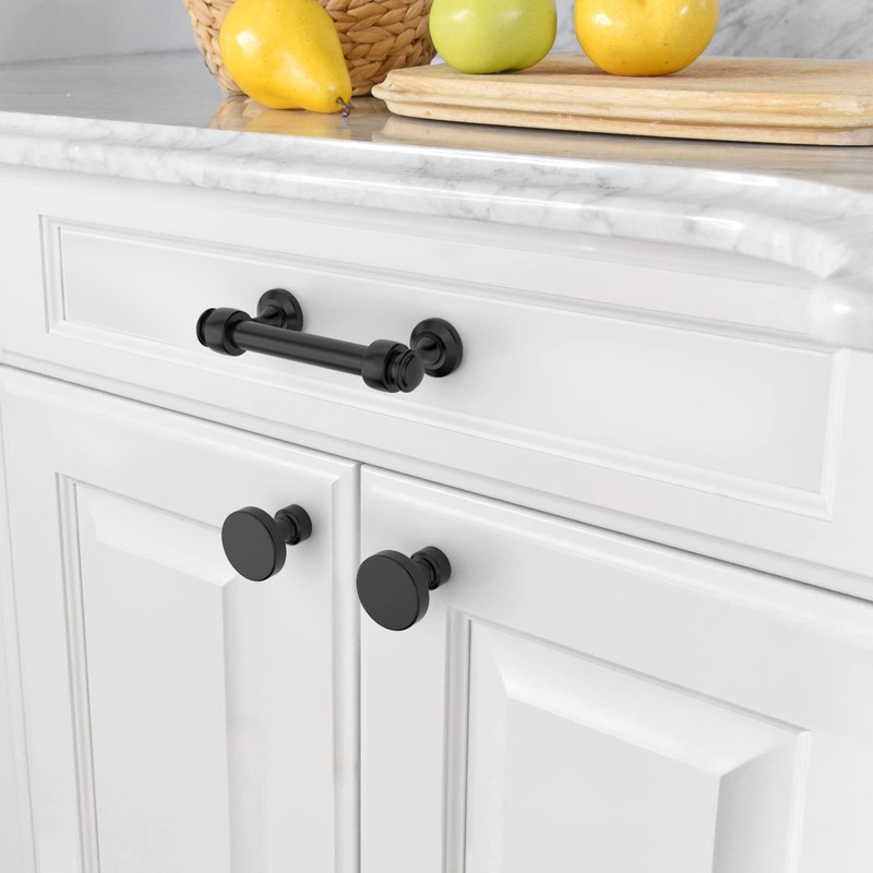 Amerdeco 10 Pack Matte Black Cabinet Pulls 3 Inch Hole