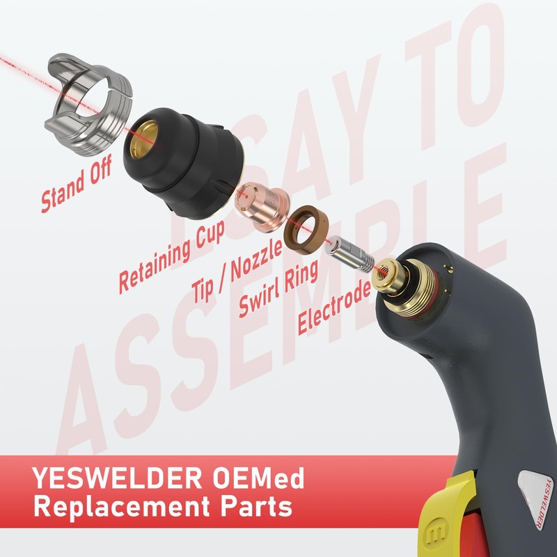 YESWELDER 24pcs Plasma Cutting Torch Consumables Sets Tip Electrode of