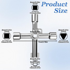 Giantree Multifunctional triangular key, 5-in-1 control cabinet key, multifunctional key, universal key, cross key for barrier posts, electric water, gas meter, box, cabinet