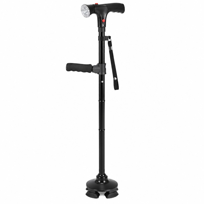 Folding Walking Cane with LED Light & Alarm – Adjustable