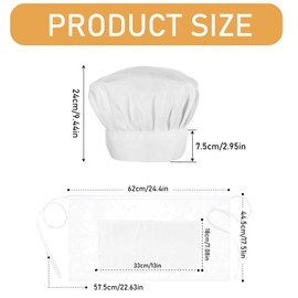 Chef's Hat Apron Set, Adjustable Chef's Hat Bib Apron, Chef Costume, Breathable Baking Apron, Chef Hat, Chef's Hat, High Cooking Apron, White, Short for Men, Women, for Bakers, Kitchen, Home