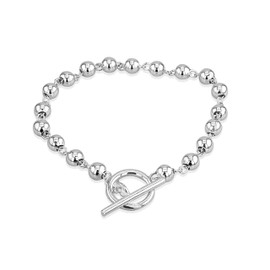 Tuscany Silver Women's Sterling Silver 4mm Beads T-Bar Bracelet of 19cm/7.5"