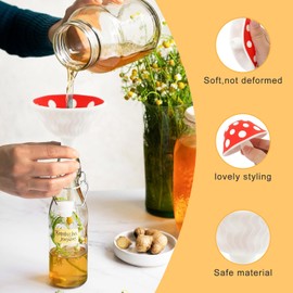 Embudo de hongos rojas, embudo pequeño, embudo de silicona, mini embudos para uso de cocina, botellas de llenado, embudos pequeños para llenar botellas pequeñas, embudo plegable, utensilios de cocina