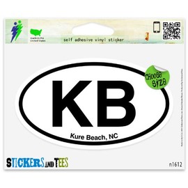 KB Kure Beach NC Oval Vinyl Car Bumper Window Sticker 3" x 2"