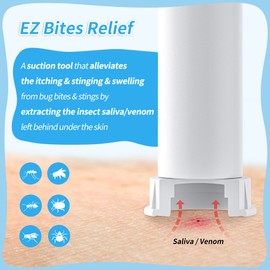 Memine EZ Bites Relief Suction Tool - 2 Pack Bee Sting and Bite Itch Relief Sucker, Venom Extractor for Saliva/Venom Removal, Temporary Relief from Itch and Swelling, Kid-Friendly White