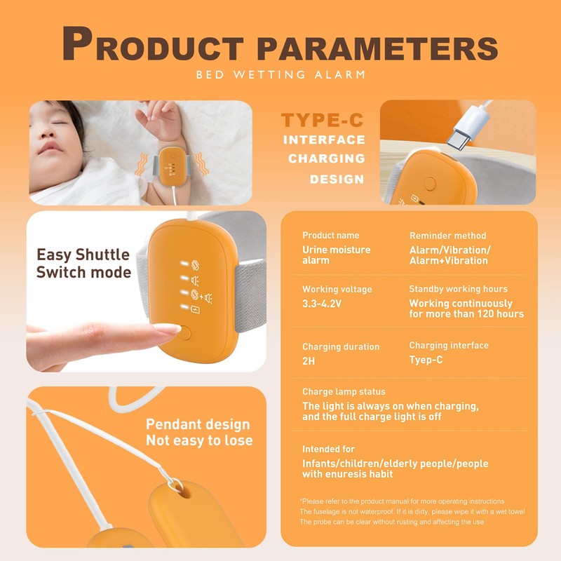 Wireless Enuresis Alarm, Bed Wetting Reminder for Kids and Elderly,