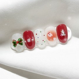 [Handmade Nail Tips] Merry Mary Nail Tips - Mini Oval / [수제네일팁] 메리메리 네일팁 - 미니오벌
