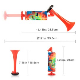 Dzanken Fanfare Portable Sports Horn with Loud Sound and Air Pump Air Horn for Football Games and Other Sports Events Pack of 4