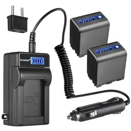 Kastar 2-Pack NP-QM91D Battery and LCD AC Charger Compatible with Sony NP-FM70, NP-FM71, NP-QM71, NP-QM71D, NP-FM90, NP-FM91, NP-QM91, MVC-CD500 DSR-PDX10 HVL-ML20M, HVR-A1, HVR-A1U DSLR-A100
