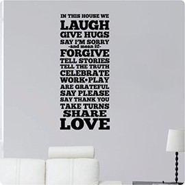 48" in This House We Laugh Give Hugs Say I'm Sorry Forgive Tell Stories Truth Celebrate Work Play Grateful Say Please Thank You Take Turns Share Love Collage Wall Decal Sticker