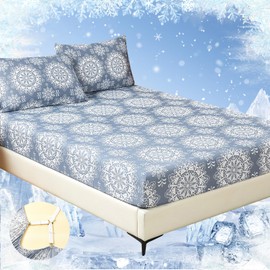 HCORA Cooling Fitted Sheet Twin Size, Arc-Chill Q-Max >0.5 Cool Fiber Fitted Sheet for Hot Sleepers - 16" Deep Pocket Fitted Sheet Ultra-Cool, Breathable with 2 Bottom Sheet Holder Straps