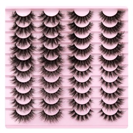 False Eyelashes Fluffy Lashes Mink 20MM Wispy Fake Eyelashes 4 Styles Mixed Strip 20 Pairs Eye Lashes Pack by Focipeysa