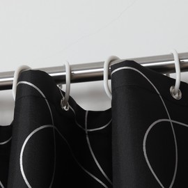 Sfoothome Polyester Fabric Shower Curtain Waterproof/No Mildews Bathroom Shower Curtains,Black Siliver Circle (90 * 180 CM)