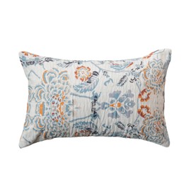 Creative Co-Op Floral Cotton Lumbar Pillow, Multicolor
