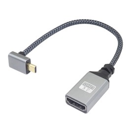 RIIEYOCA 4K Micro HDMI to HDMI Adapter Cable,90 Degree Up Angle Micro HDMI Male to HDMI Female Aluminum Short Nylon Braided Cord Cable,Support 4K UHD,for Laptop,TV,Camcorder etc.(20cm)