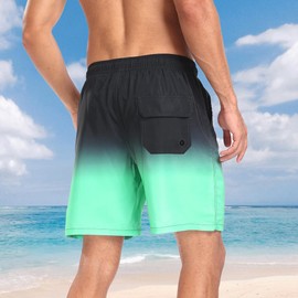 AutoWT Men's Swim Trunks, 7'' Quick Dry Beach Short with Soft Lining and Pocket, Sun Protection Swimming Shorts Summer Fashionable Printed Color Vocation Board Shorts Swimwear Bathing Suits for Men