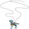 DUOWEI Cute Labrador Dog Pendant Necklace Zinc Alloy Floral Enamel