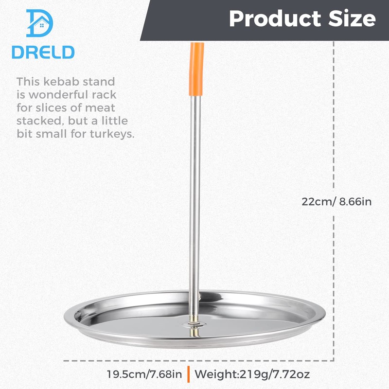 DRELD Vertical Kebab Skewer, BBQ Detachable Spike Meat Spit Stainless