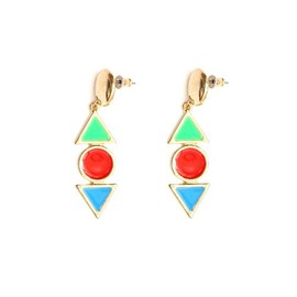Geometric Shapes Stud Earrings Dangling Circle Triangle EC38 Gold ToneMod Posts Fashion Jewelry