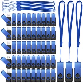 Aoriher 50 Pack USB 2.0 Flash Drives Bulk, Portable USB Thumb Drives with Lanyards, Swivel Flash Drives Thumb Drives for Office School Data Storage (128MB)