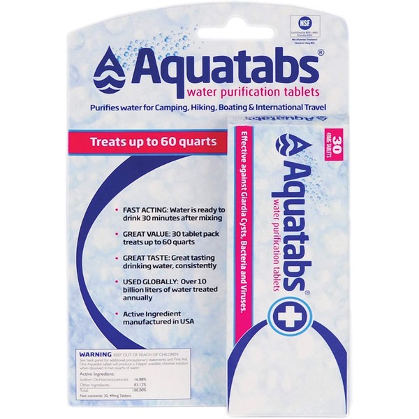 Aquatabs Aquatabs 49mg Water Purification Tablets (30 Pack). Water Filtration