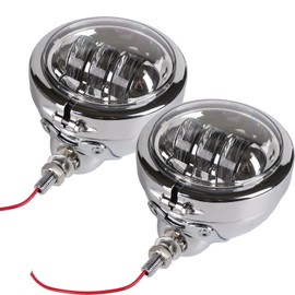 DAONUE 4.5inch Chrome Fog Light Kit Motorcycle Passing Light with Lamp Housing Trim Ring Bucket