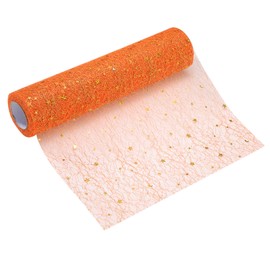 sourcing map Orange Table Runner Roll, 11" x 45 Feet Sequin Foil Metallic Mesh Table Runner Decor Sparkle Foil Thin Table Decoration Centerpiece for Wedding Birthday Party Christmas