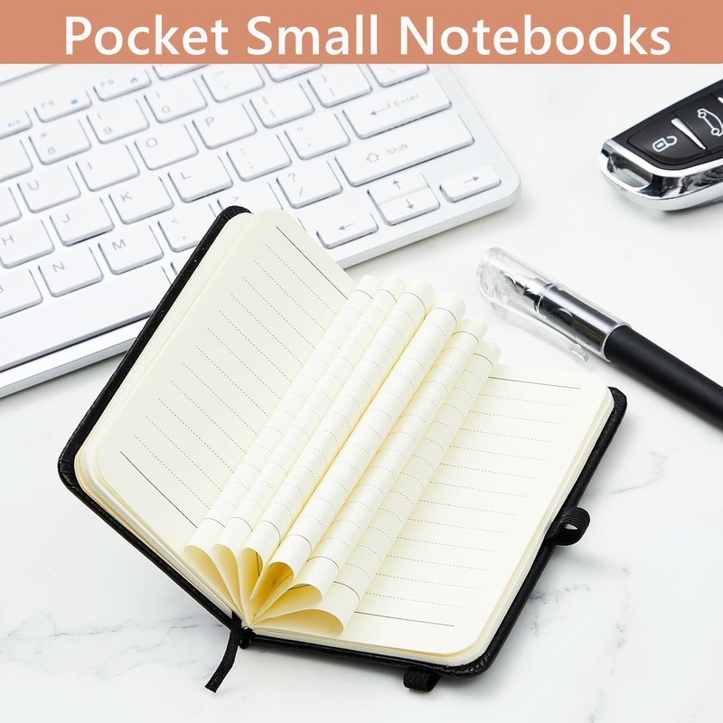Febbya A7 Pocket Notebook with Pen,100 Pages 100gsm Thick Lined