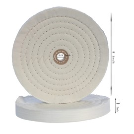 2 Pcs Extra Thick 8 Inch Cotton Buffing Wheel 5/8 Inch Arbor Hole Abrasive Cotton Buffing Polishing Wheel for Bench Grinder, Table Grinder (Yellow & White)