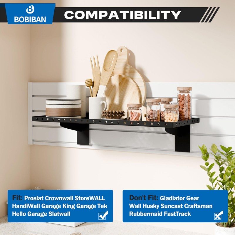 BOBIBAN 4 Pack Slatwall Shelves, Heavy Duty Metal Slat Wall