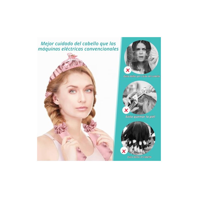 8 Piezas Rizos Sin Calor, GeeRic Rulos sin Calor Gorro