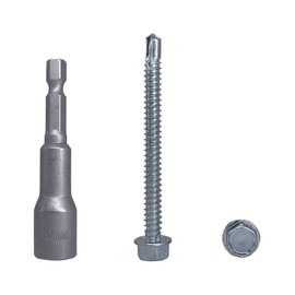 Pack of 20 DIN 7504 K Galvanised Steel 6.3 x 70 mm Screws Self-Drilling Tapping Screw Hex Washer Self Tapping (20, 6.3 x 70 mm)
