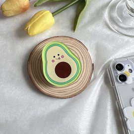 Smartphone Grip, Korean Avocado Design, Simple, Cute, Individuality, Stylish, Smartphone Stand, Fall Prevention, Matched, Women's, Women's (Avocado)