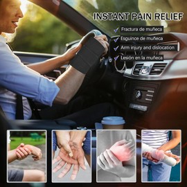 Muñequera De Soporte, Muñequera Ajustable Con 2 Soportes, Soporte Ligero Y Transpirable, para el dolor, el túnel carpiano, la artritis, la tendinitis, las fracturas, etc., (Negro, Medium/13-20CM（Mano derecha）)